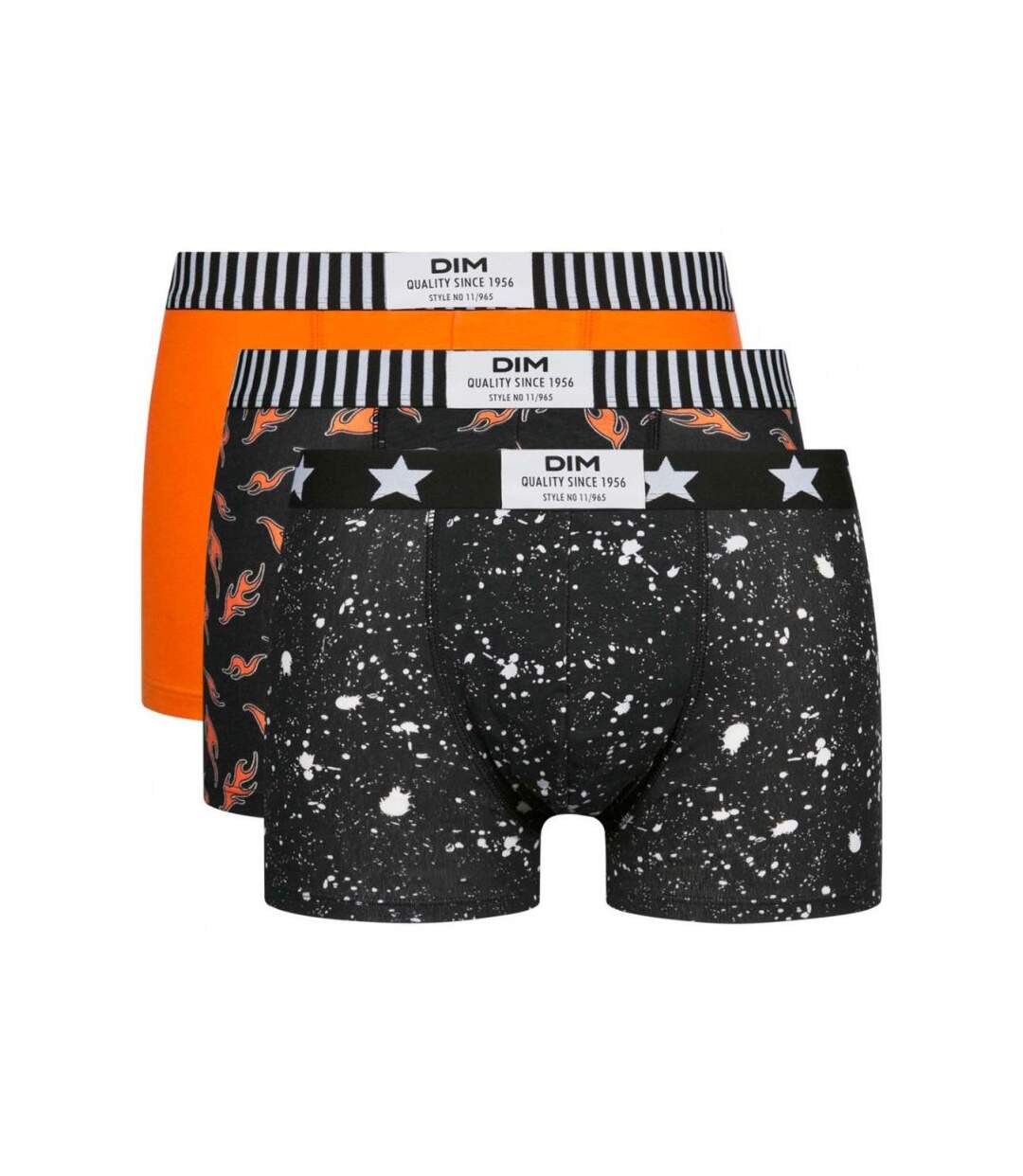 DIM Lot de 3 Boxers Homme Coton VIBES Marbre Flammes Noir