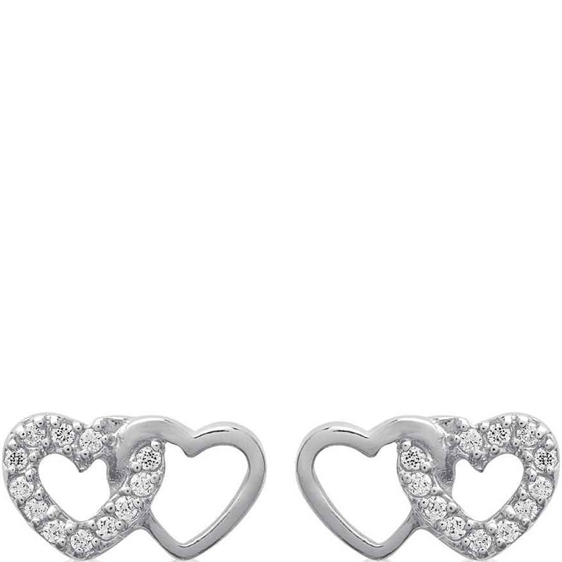 Boucles d'oreilles cœur  - Argent 925/1000 rhodié & oxyde de zirconium