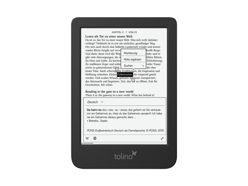 Tolino E-Book Reader Tolino shine 6-Zoll-E-Book-Reader mit integrierter Beleuchtung mit smartLight