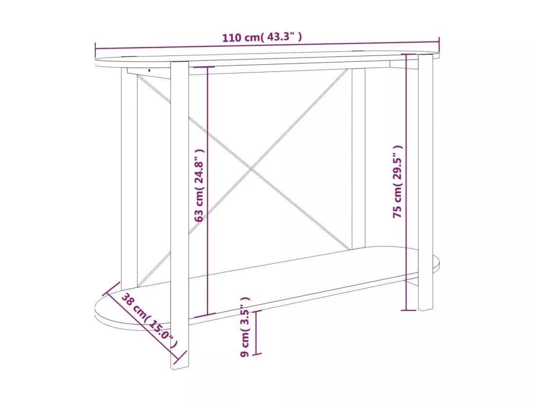 Table console Noir 110x38x75 cm Bois d'ingénierie