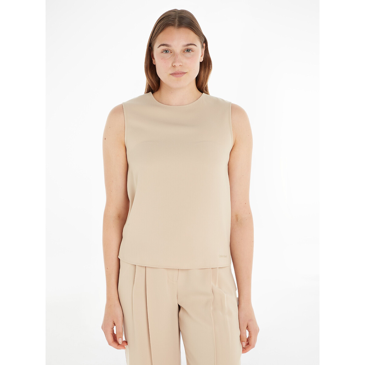 CALVIN KLEIN<br>Blusa sem mangas com gola redonda