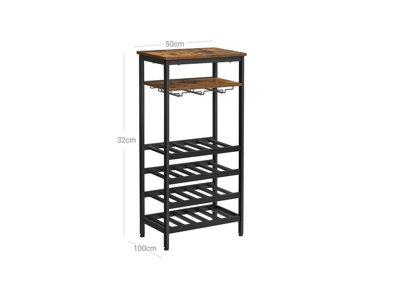 VASAGLE Weinregal 32 cm x 50 cm, Braun/Schwarz Weinflaschenhalter
