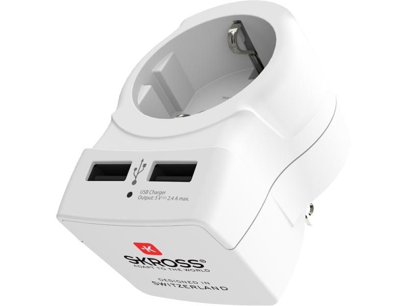 SKROSS Reiseadapter EU – USA Europe to USA Länderreiseadapter mit USB-Ladegerät