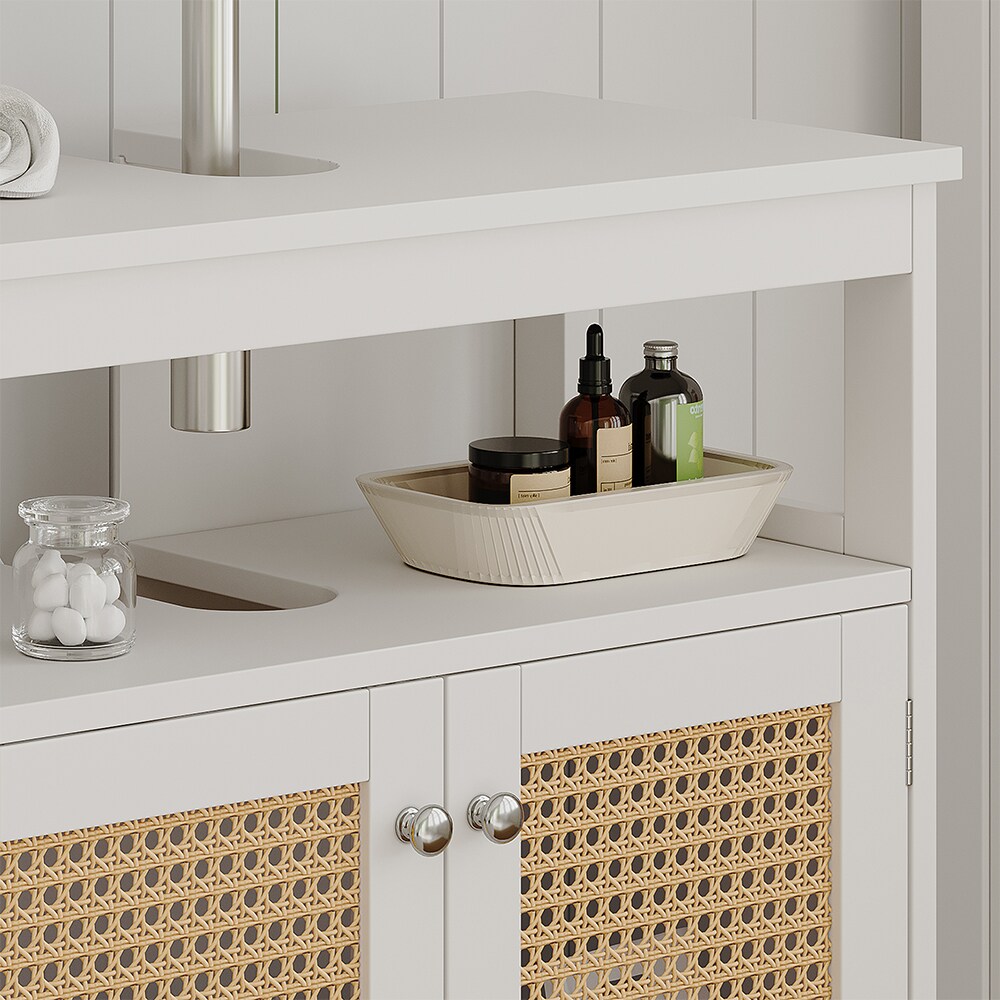Vicco Waschtischunterschrank Rosario 60 x 60 cm, Weiß, 2 Türen, 1 Ablage, Badezimmer, modern