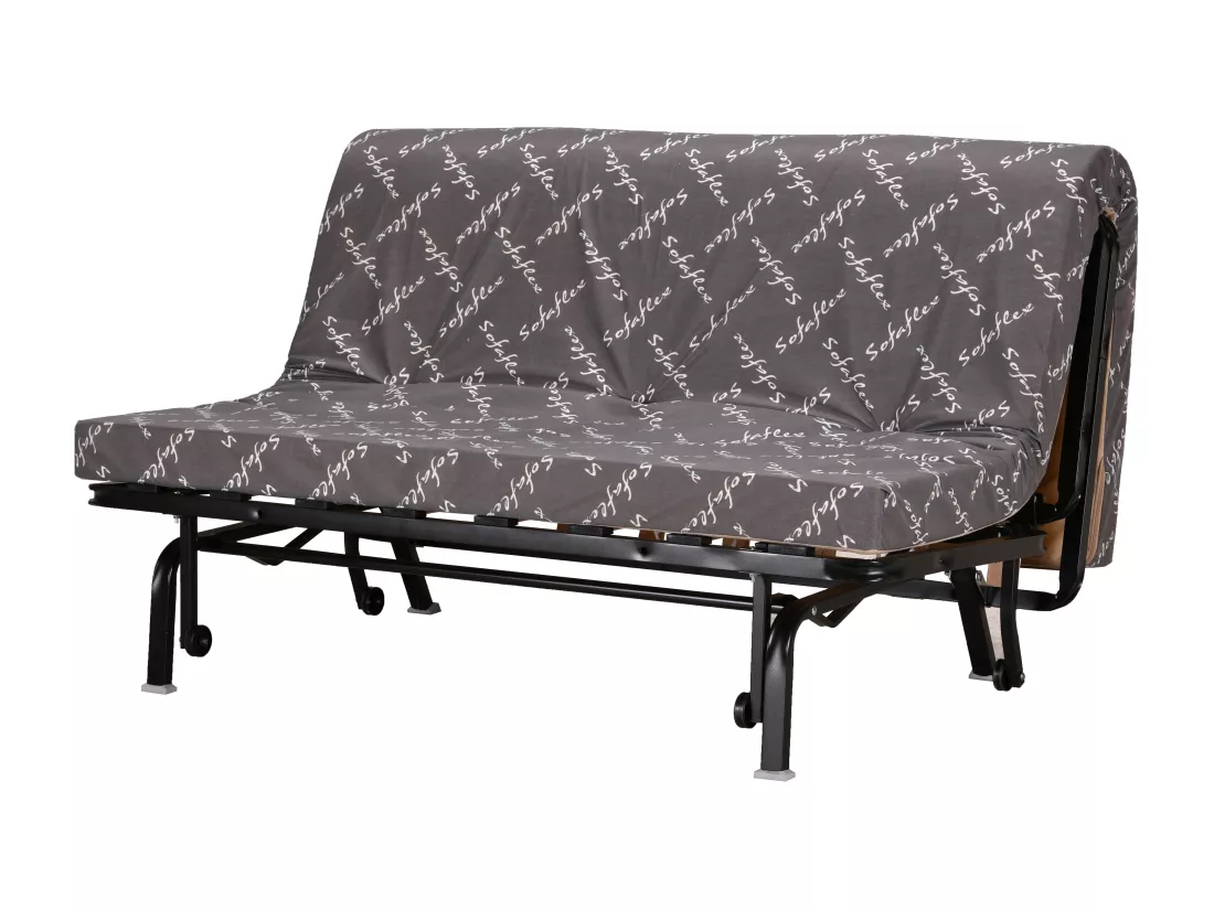 Canapé convertible BZ 100% coton fermeture assistée, 140x190 cm gris - CANYON III