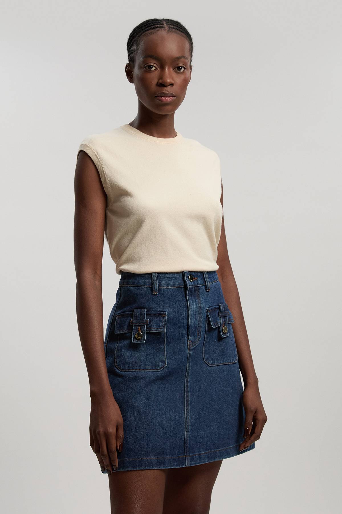 KarenMillen Jupe Midi En Denim À Boutonnage Devant