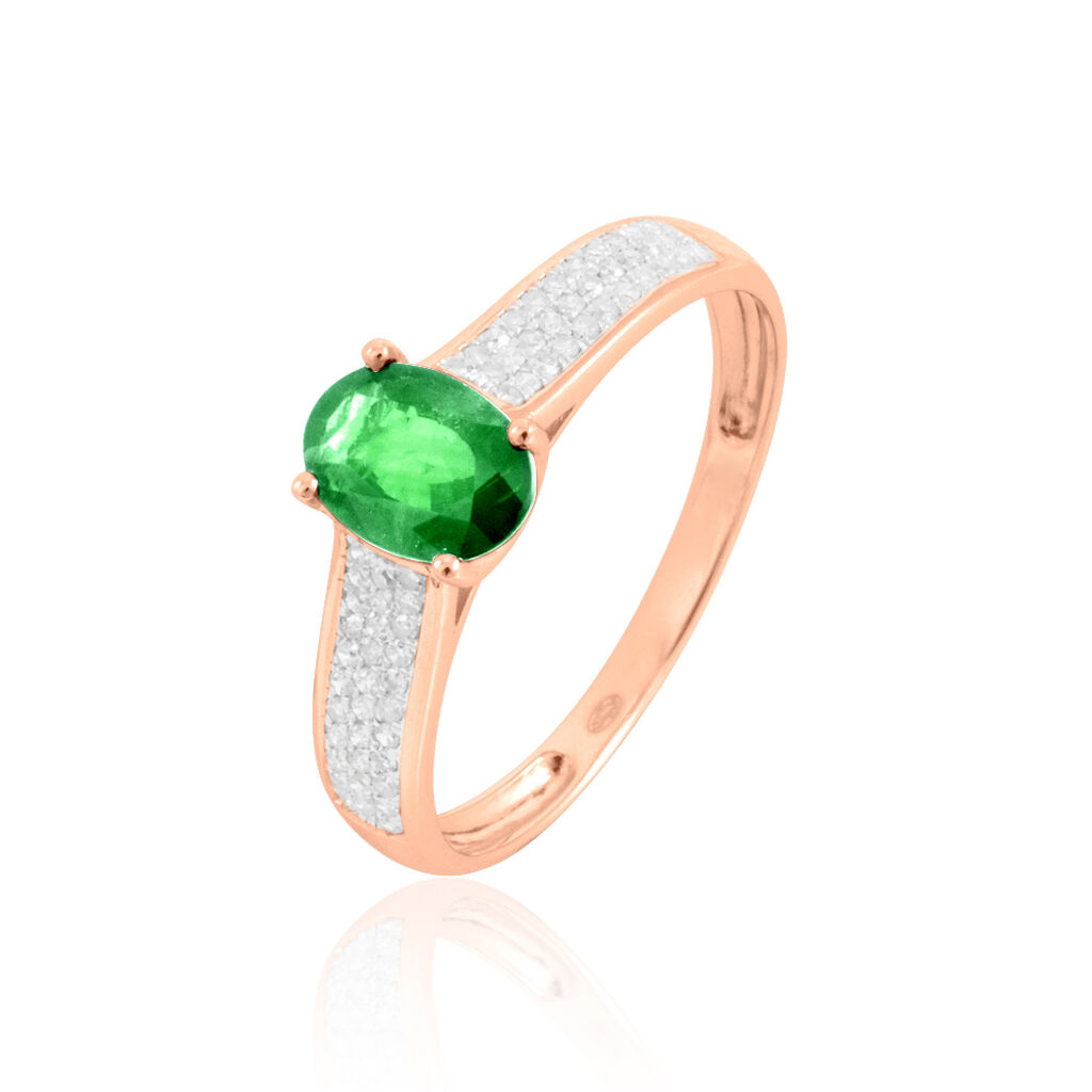 Bague Crista Or Rose Emeraude Et Diamant