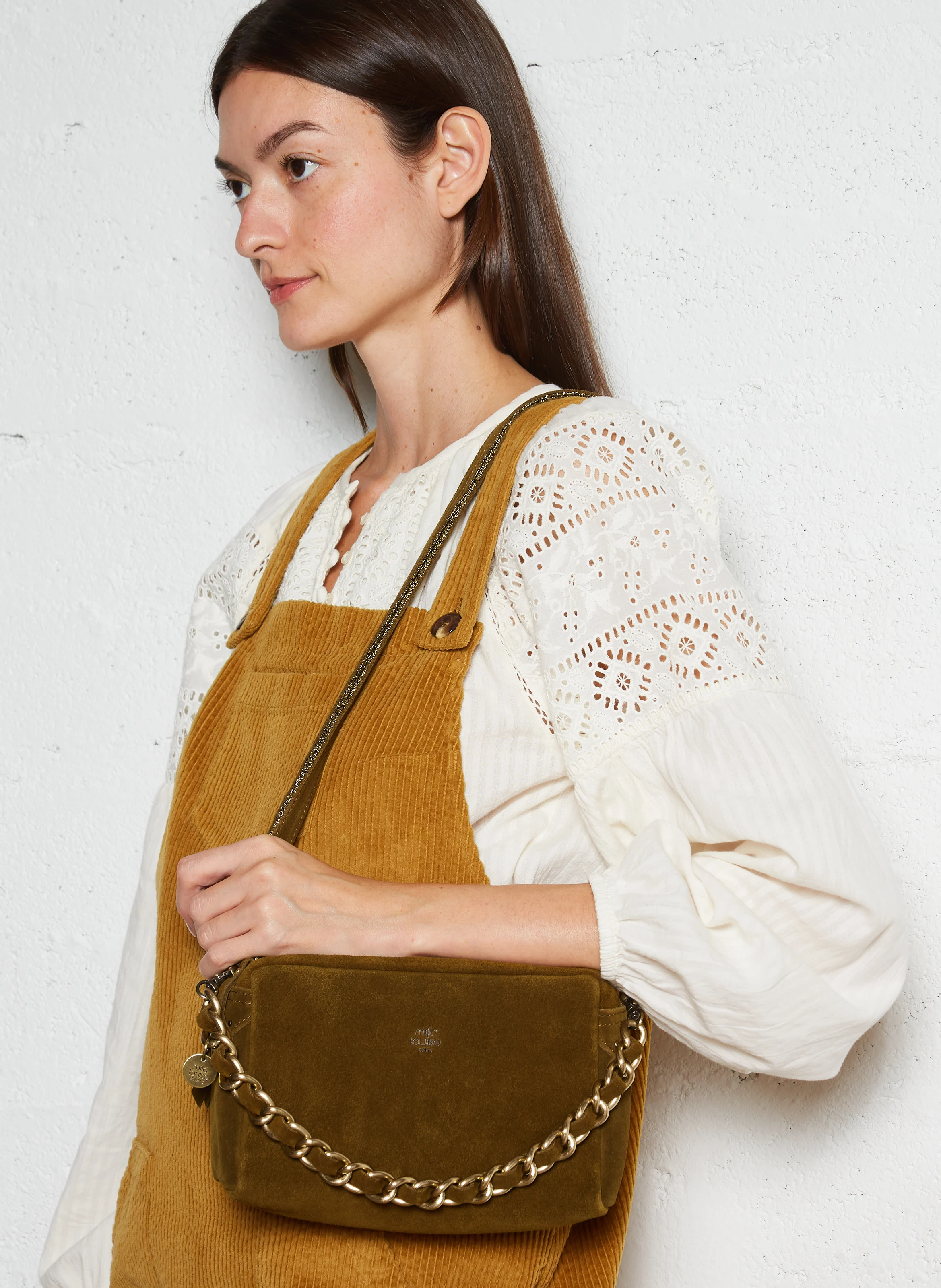 MAMA - Sac caméra en cuir velours | Kaki