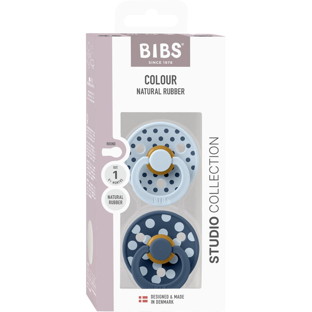 Køb Bibs Baby Blue/Steel Blue Sut Studio Colour 2-Pak Polka Latex
