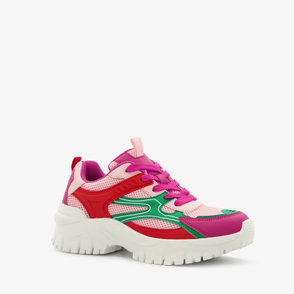 Blue Box dames dad sneakers roze groen