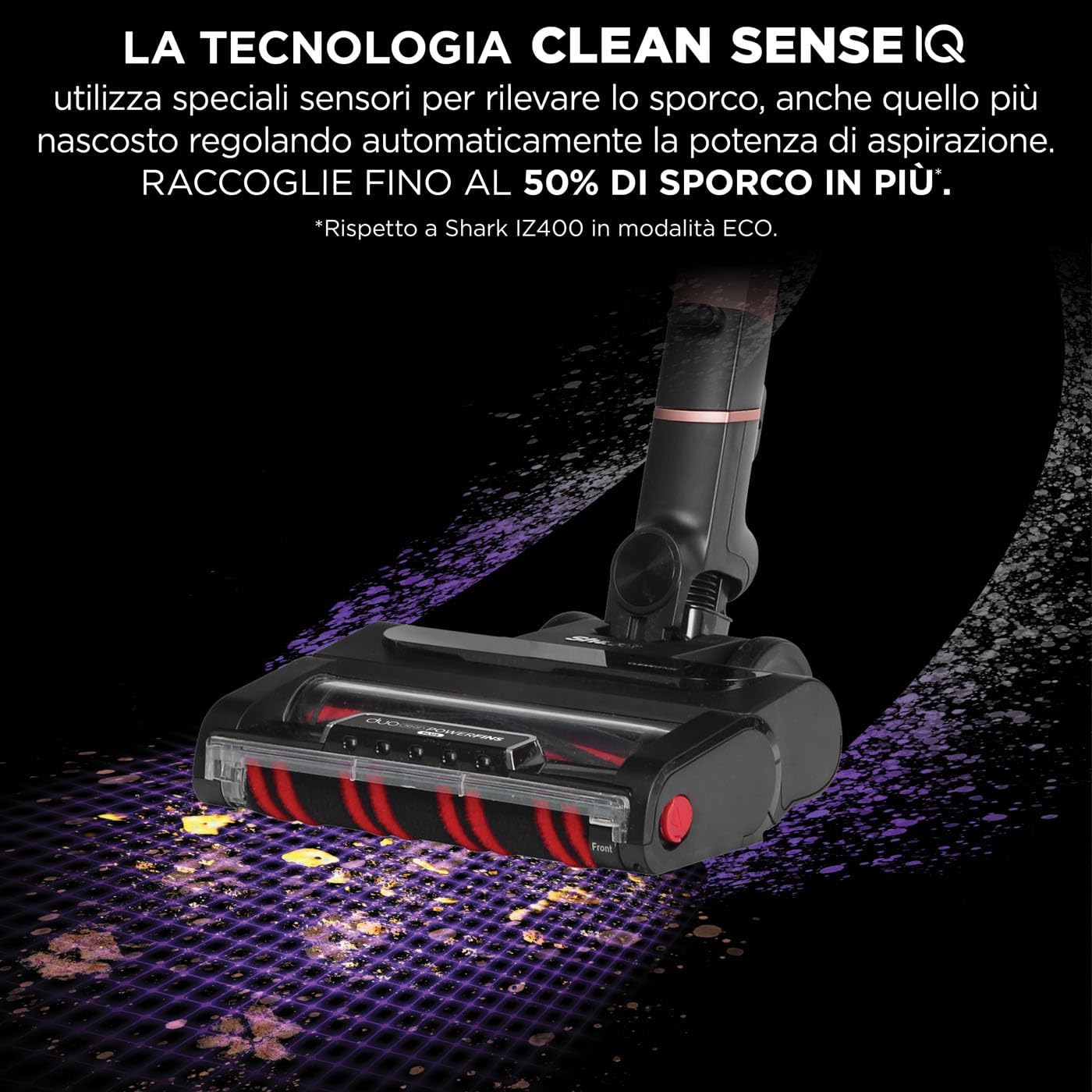 Shark Stratos kabelloser Akku-Staubsauger, PowerFins Plus, 60 Min Laufzeit, Anti-Hair-Wrap- & CleanSense IQ-Staubsauger kabellos, Fugen- & Multi-Oberflächen-Aufsätzen, Roségold/Anthrazit, IZ400EU