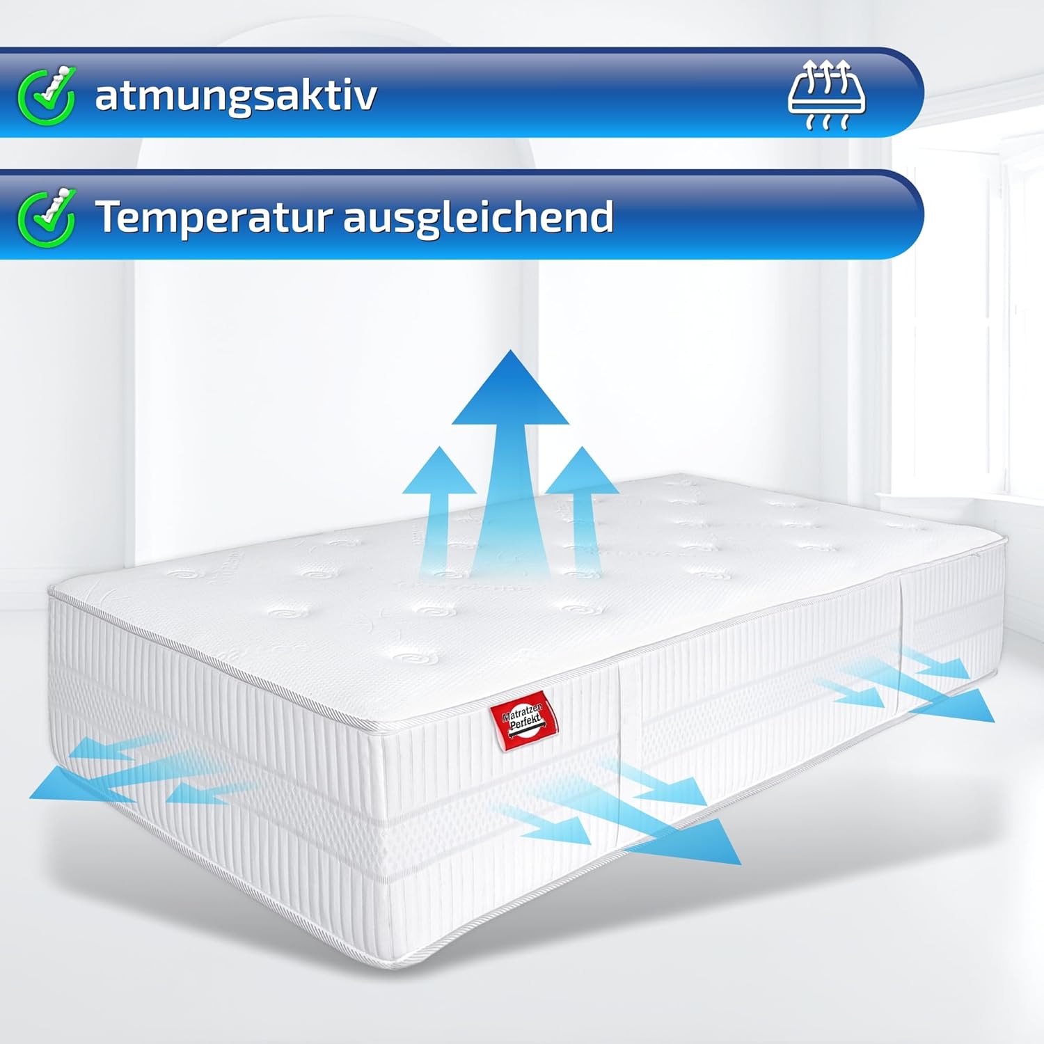 Matratzen Perfekt Boxspringmatratze Terra Med Box², 100 x 200 cm – orthopädische Federkernmatratze mit Doppelfederkern, ideal für Boxspringbetten, Härtegrad H5, Höhe 33 cm