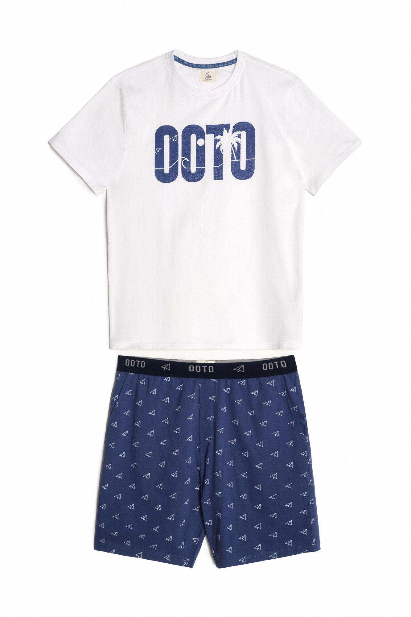 Conjunto de pijama de manga curta - Branco