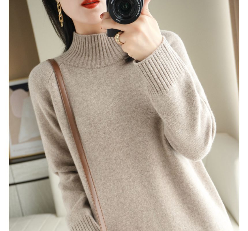 Gistinty - Effen midi-truijurk met mock-neck