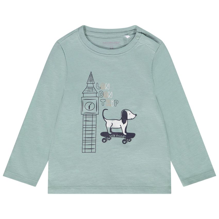 T-shirt manches longues en jersey slub print London pour bébé garçon - Vert
