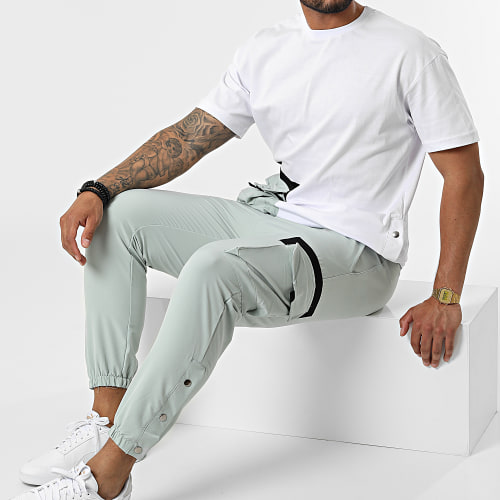 Ensemble Tee Shirt Poche Pantalon Jogging F22-906T Vert Blanc
