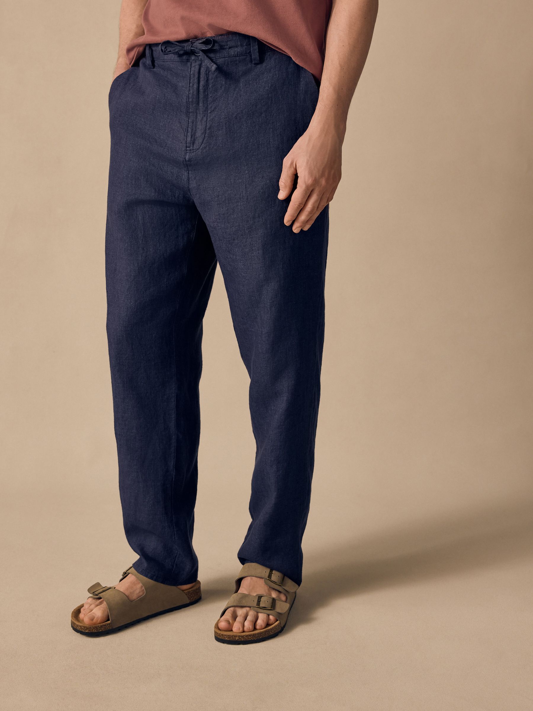 Marineblauw - 100% linnen Signature chino broek