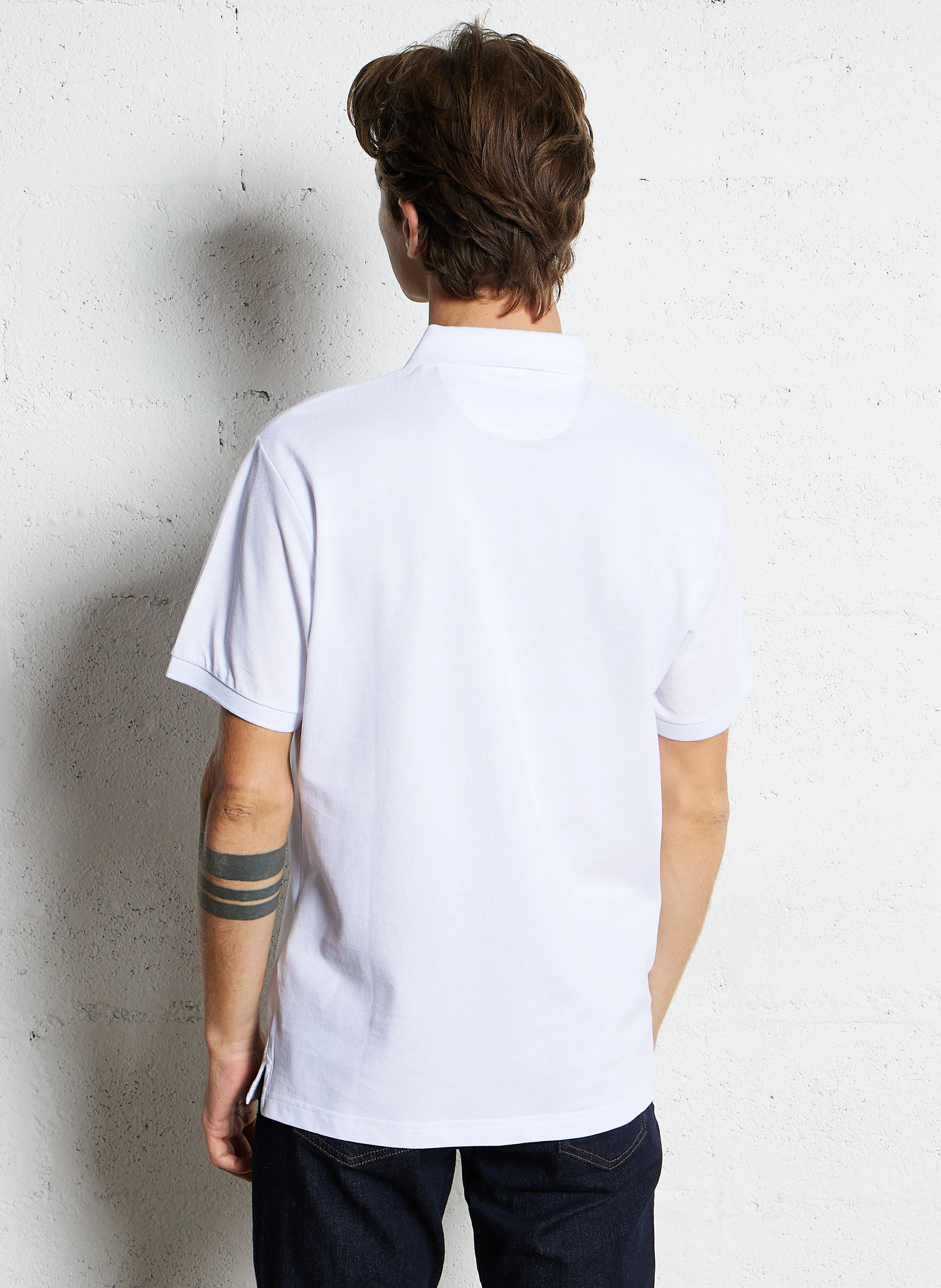 Polo slim-fit en coton piqué | Blanc