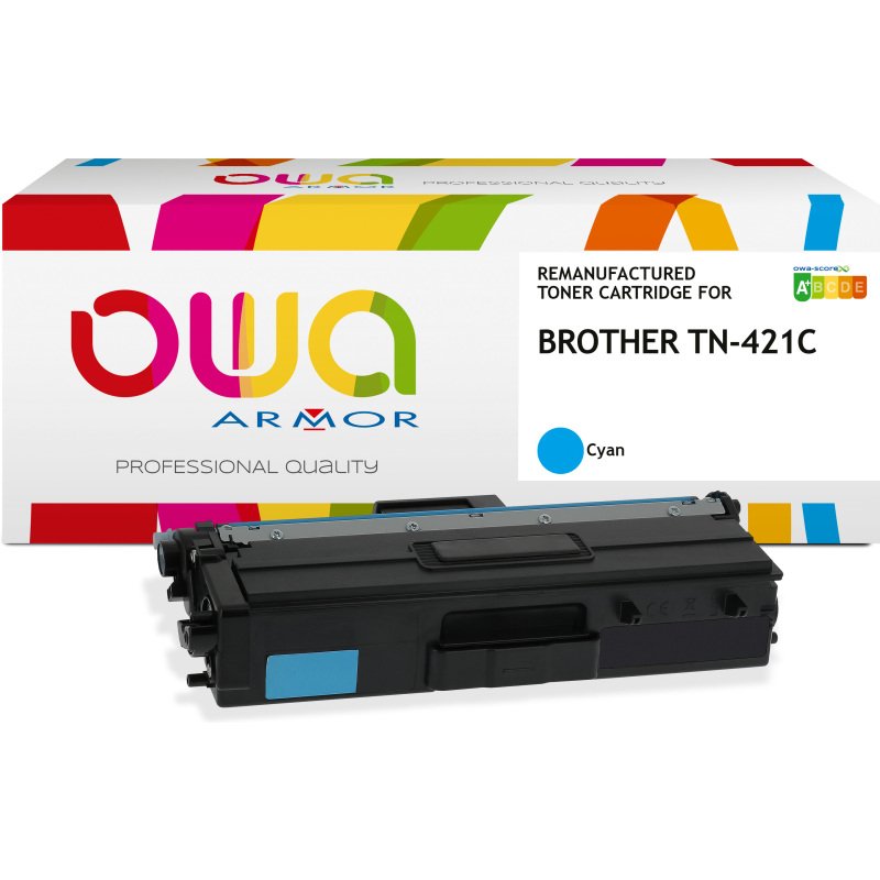 Toner remanufacturé OWA couleurs séparées compatible BROTHER TN-421 pour imprimante laser