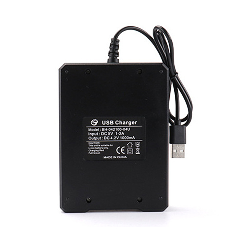 4-fach USB Batterieladegerät Akkuladegerät für Li-Ion-Akkus 10440 14500 16340 16650 14650 18350 18500 18650