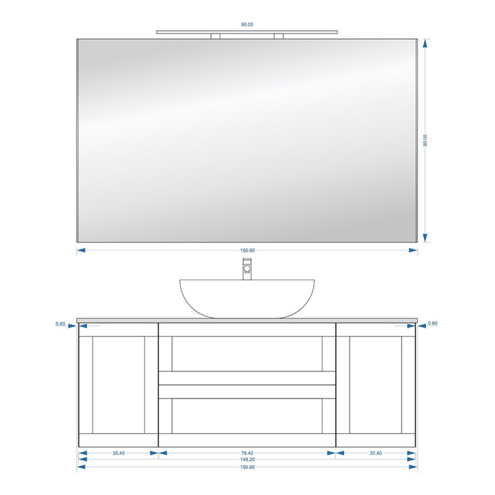 BADEROMSMØBEL CAMARGUE SKÄRGÅRD IQ SETT 5 HVIT 150,8CM