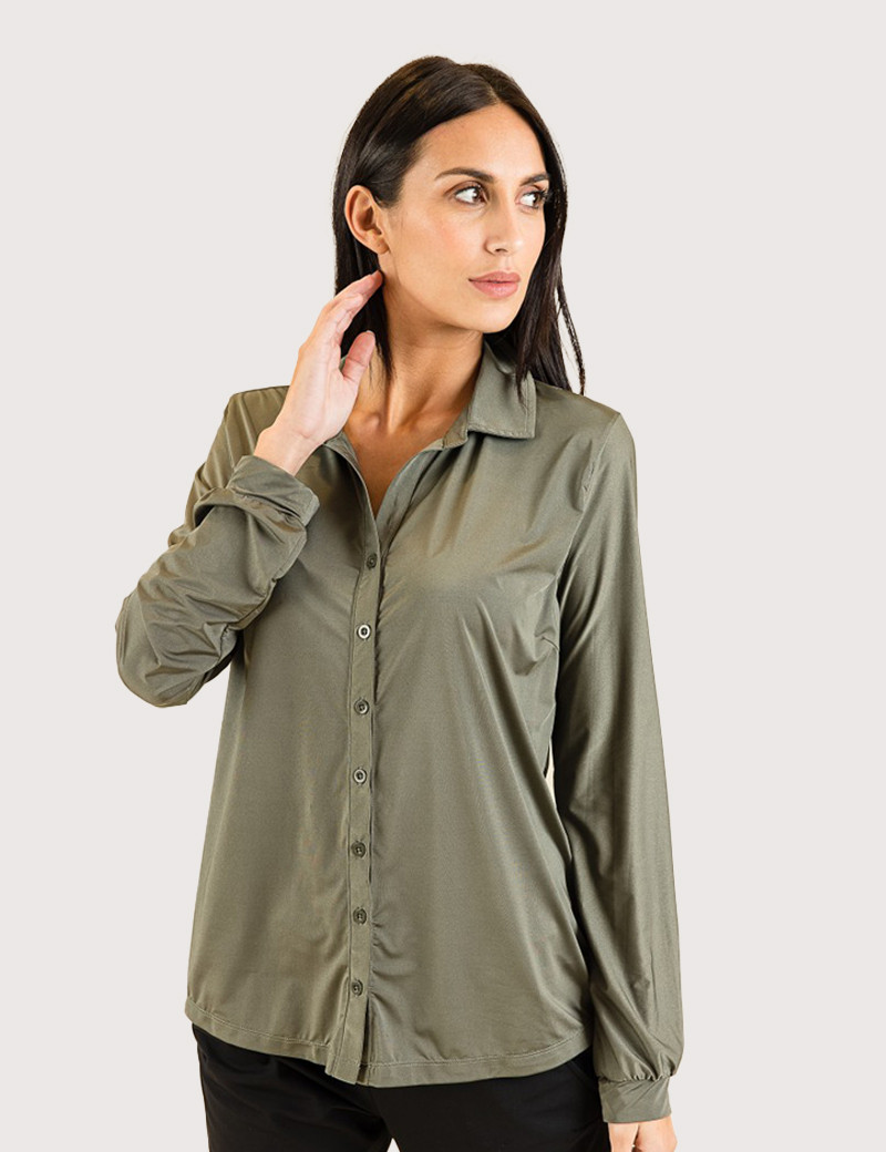 HBT TRANSVERSAL | ZELIE CHEMISE SILKY KAKI