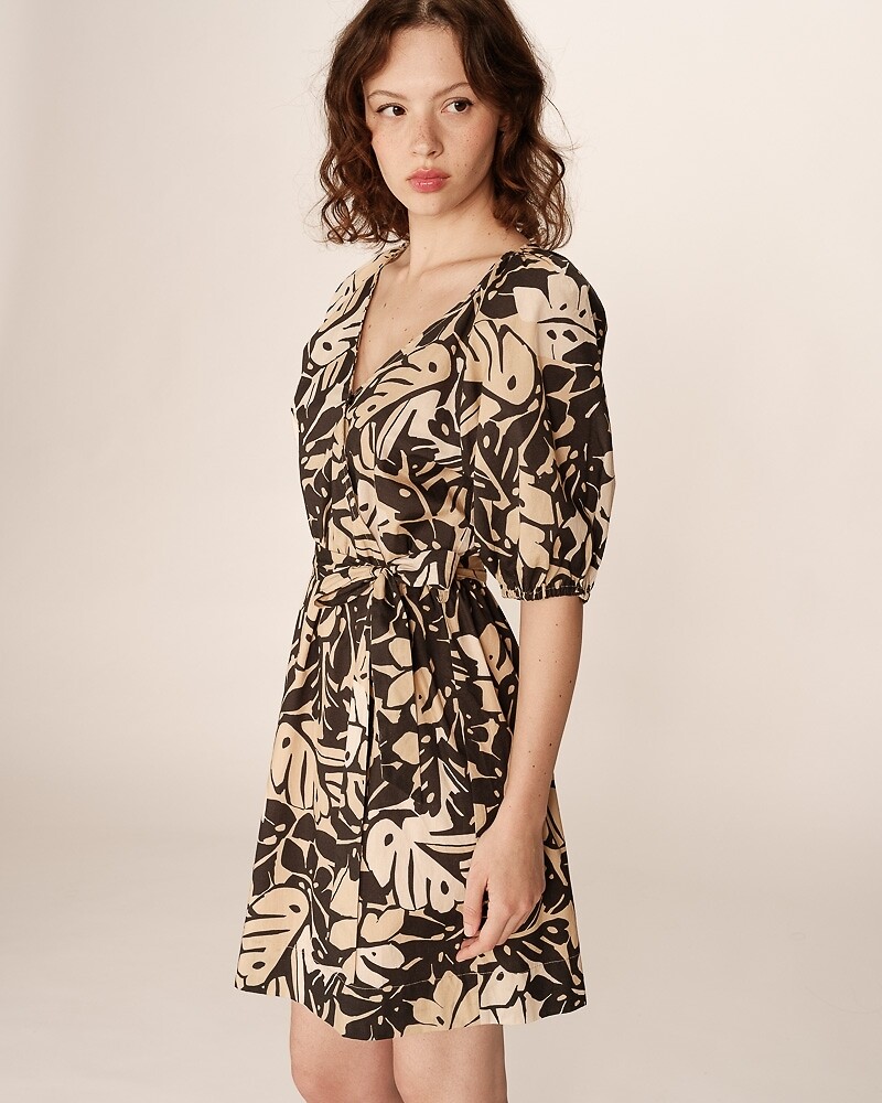 GRACE & MILA<br>Vestido curto de algodão, estampa tropical PAVANE