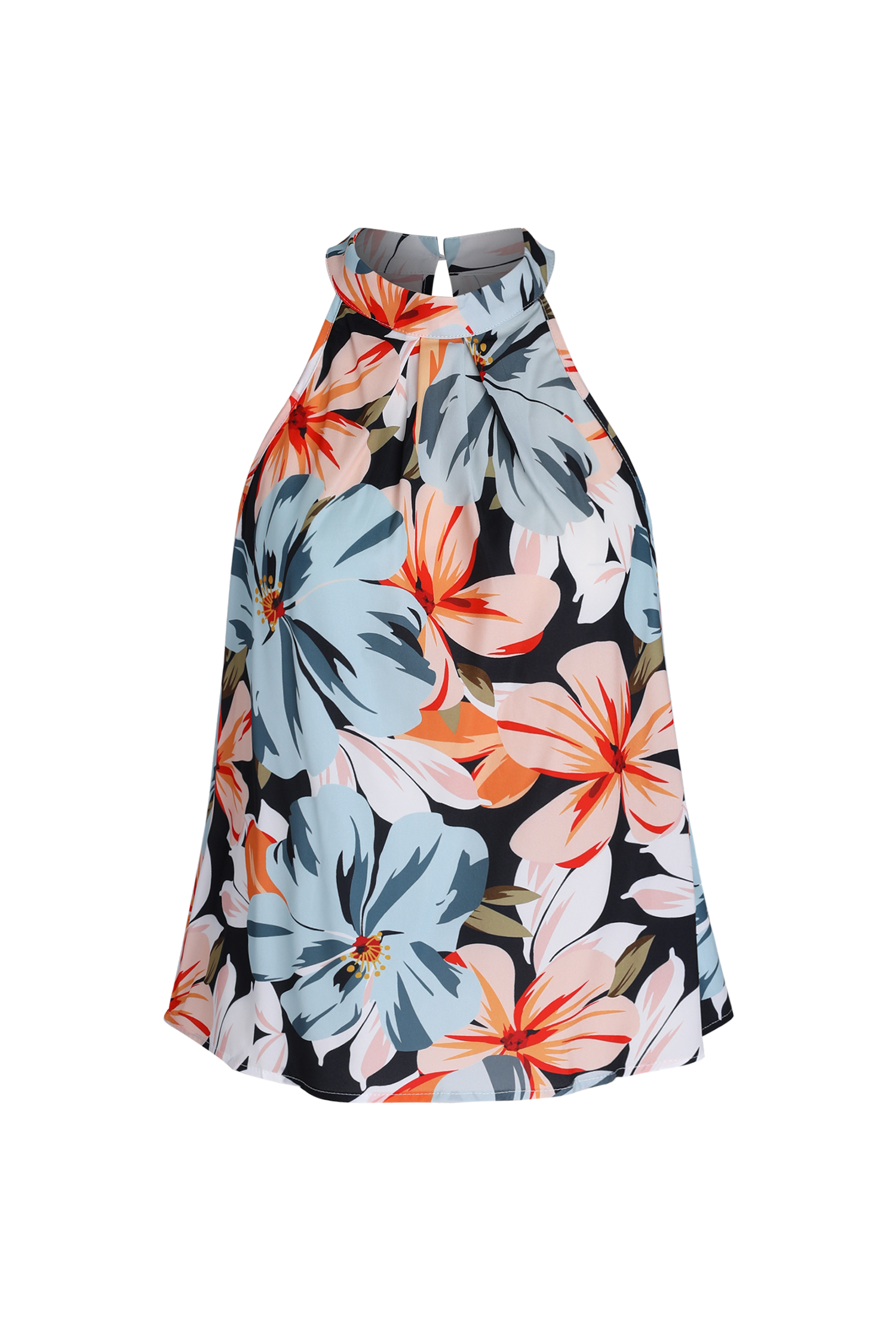 Haut avec col licou à imprimé floral