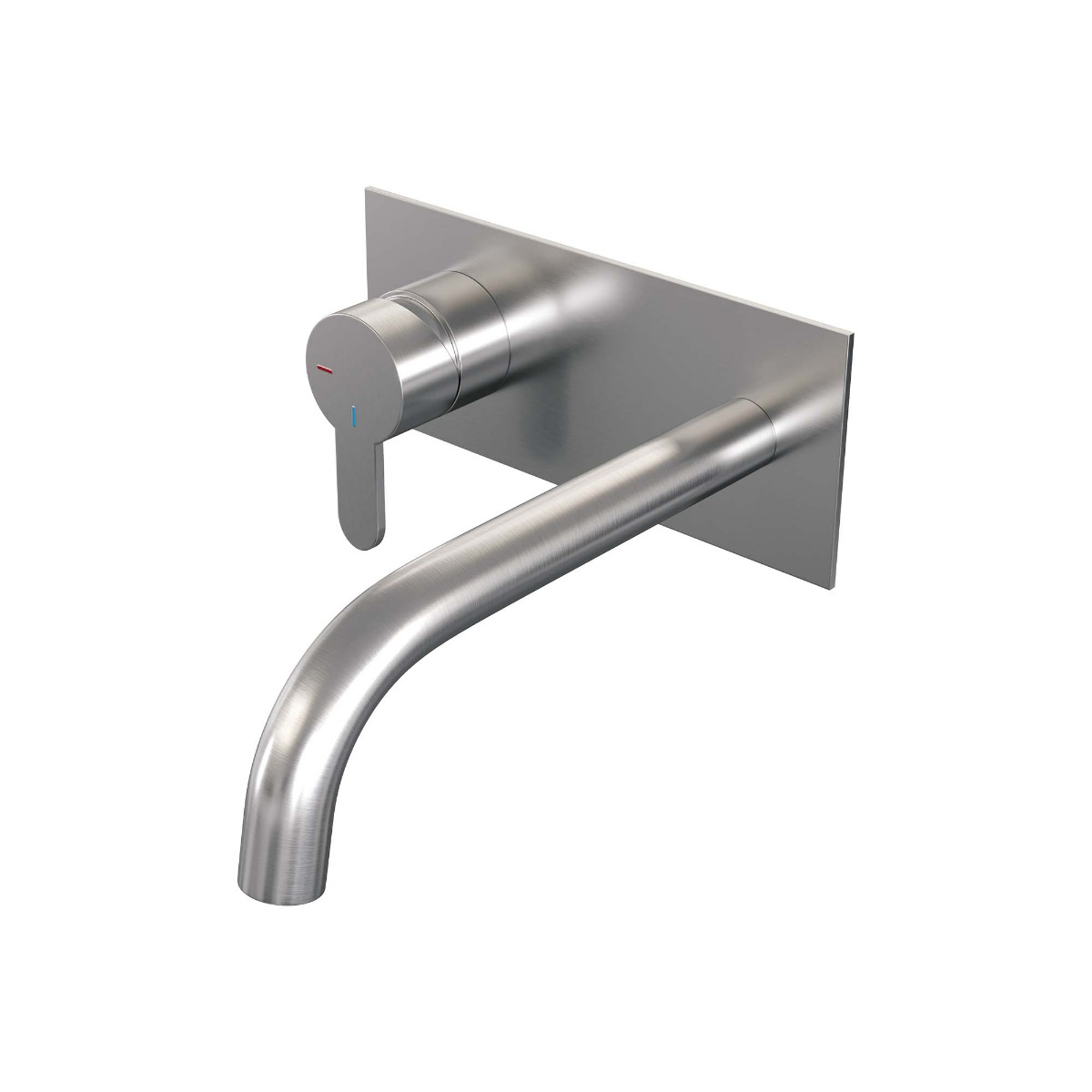 Brauer Brushed Edition ColdStart wastafelkraan inbouw gebogen uitloop met achterplaat model D2 RVS geborsteld PVD