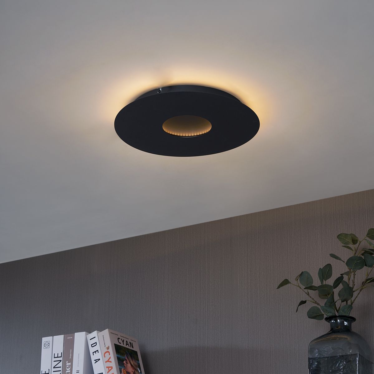 Moderne plafondlamp zwart 40cm incl. LED 3-staps dimbaar - Morning