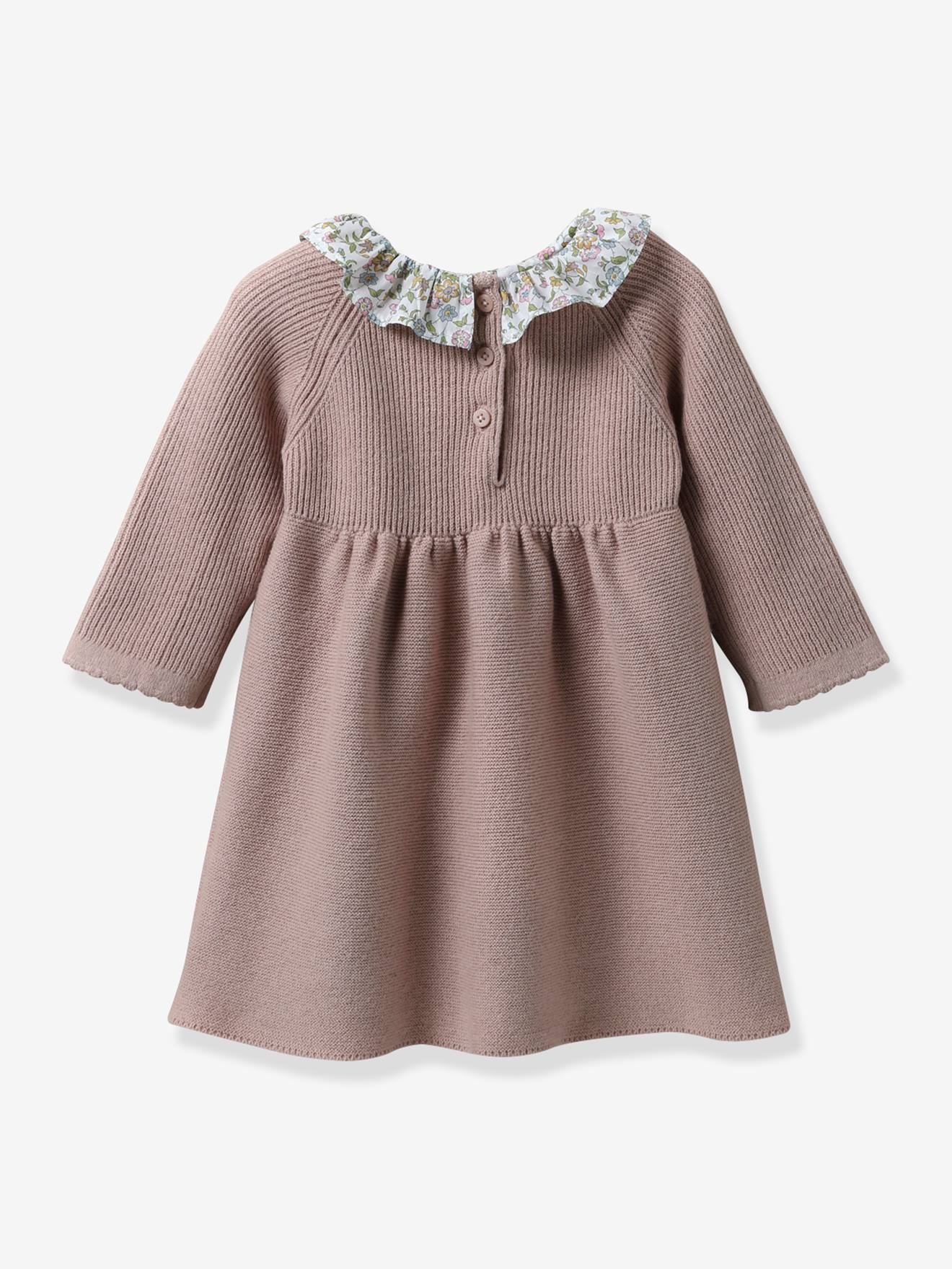 Vestido de malha para bebê com gola em tecido Liberty®