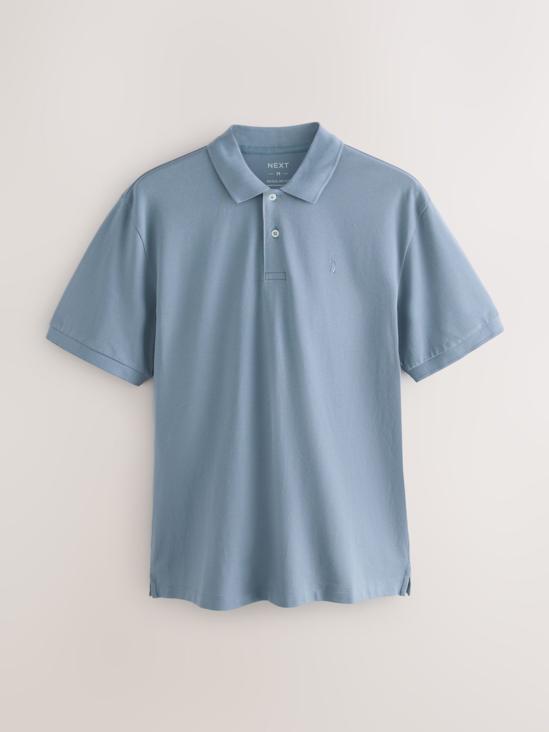 Staalblauw - Normale Pasvorm - Long-Sleeve Pique Polo Shirt