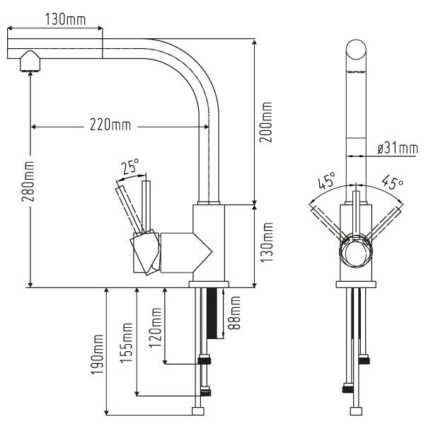 Sento Pulldown Claw RVS Keukenkraan uittrekbaar SK111