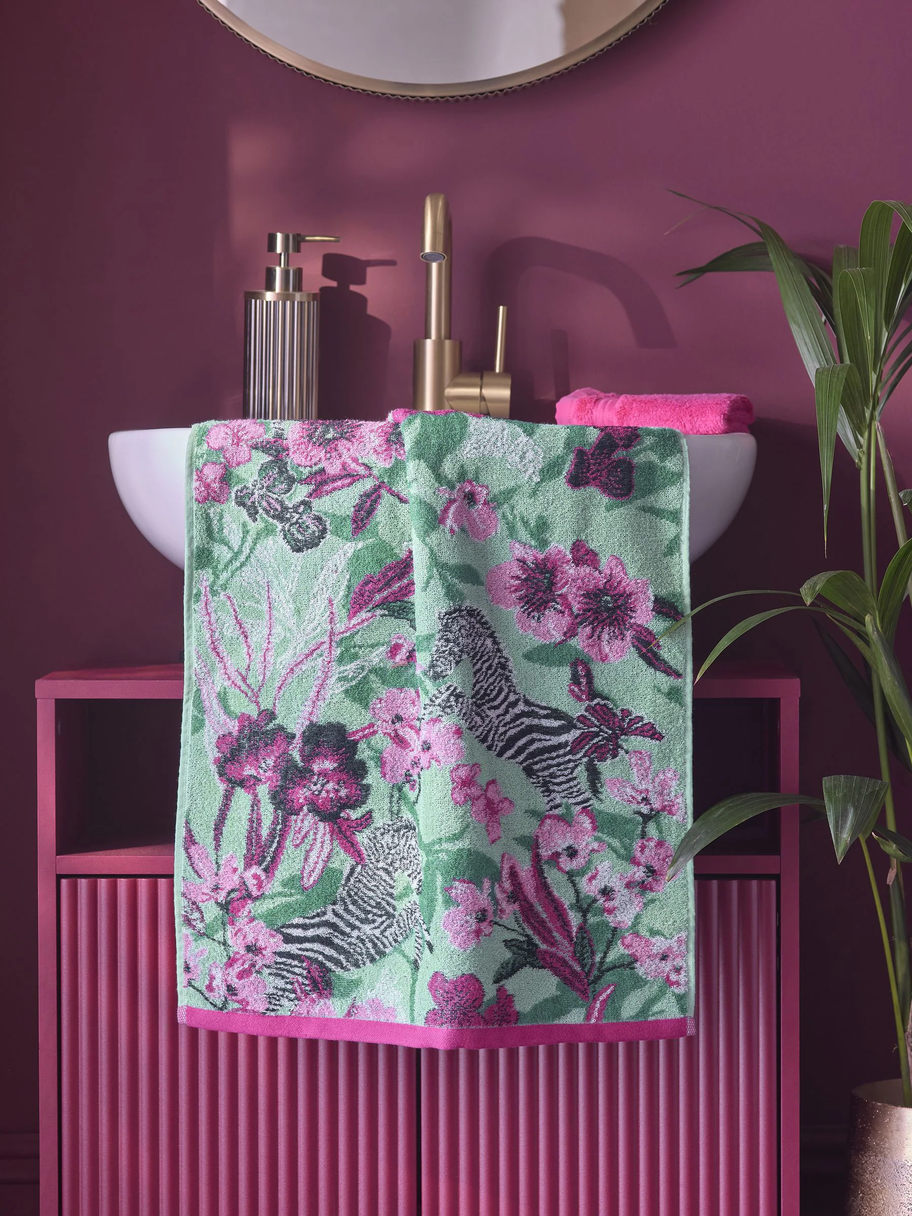 Zebra 100% katoenen handdoek met bloemenprint