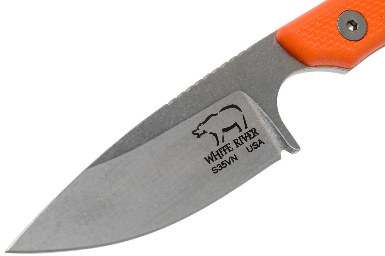 White River Knives M1 Backpacker Pro Orange G10 vaststaand mes, Kydex schede