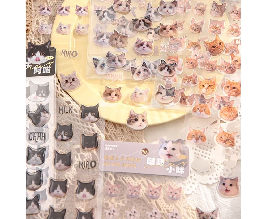 Monez - Kattenkop stickerset (verschillende ontwerpen)