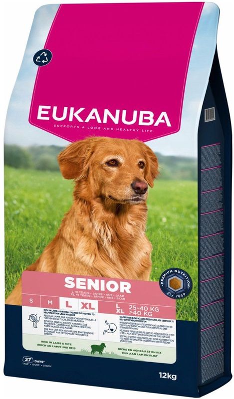 Eukanuba - Premium Nutrition Senior Large & Giant Breed - Droogvoer voor Honden - 12kg - Lam & Rijst