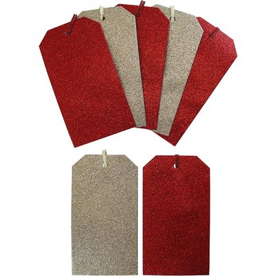 Clairefontaine Eurowrap - 10 Étiquettes cadeau pailletées - rouge/or