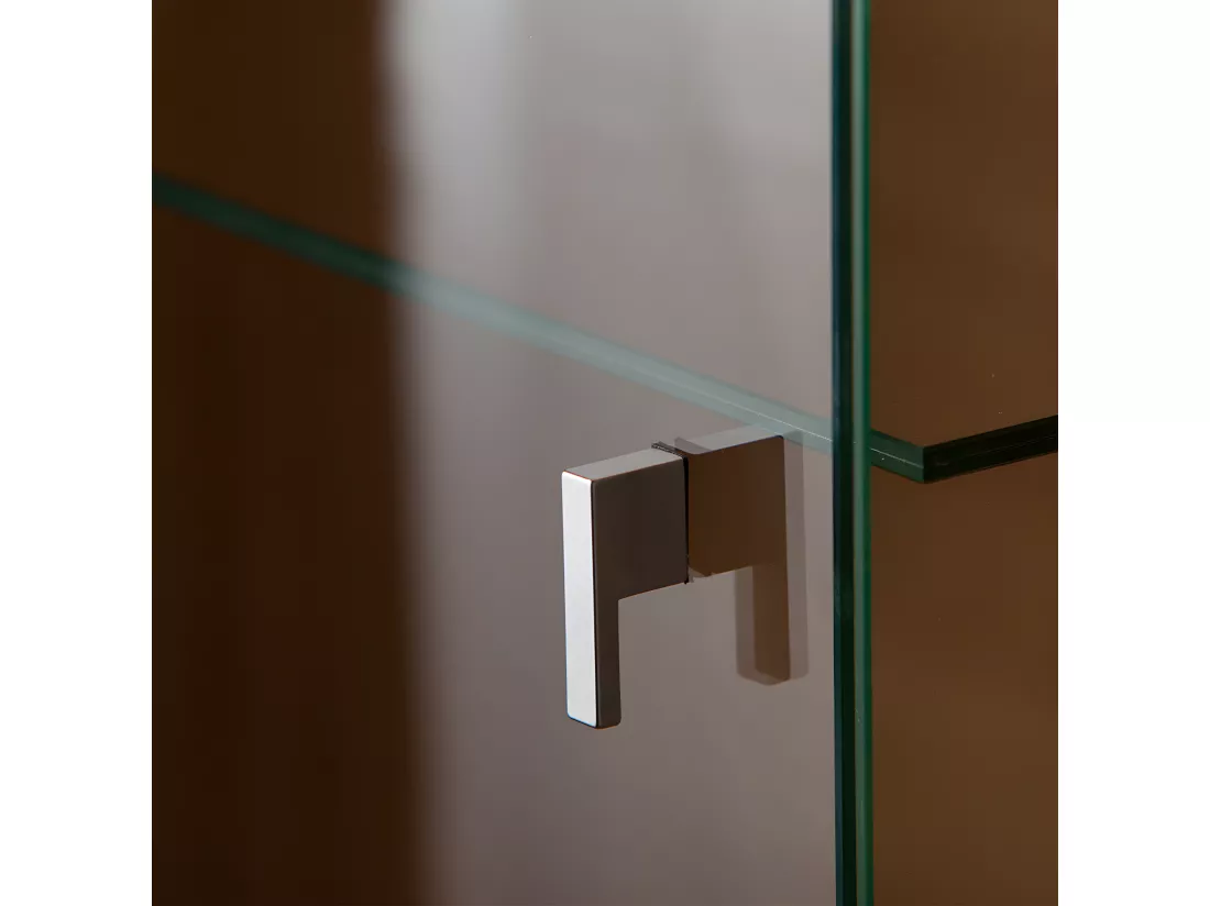 Vitrine 1 porte ouverture gauche LED inclus Teo Blanc et Bois