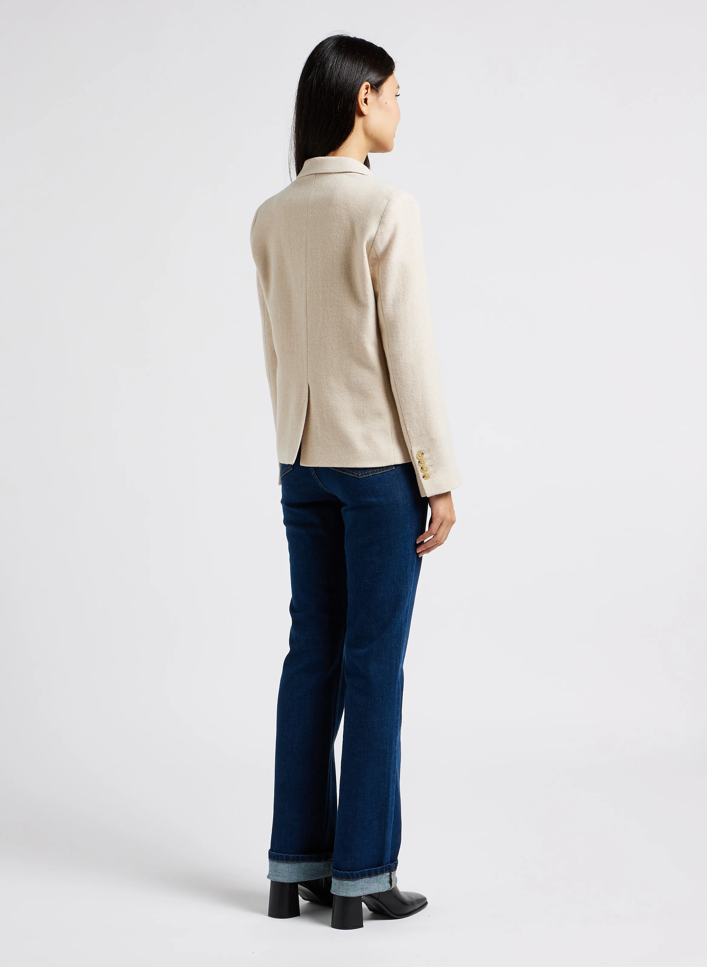 CALLISTO - Chemise droite col V à fronces en coton | Blanc