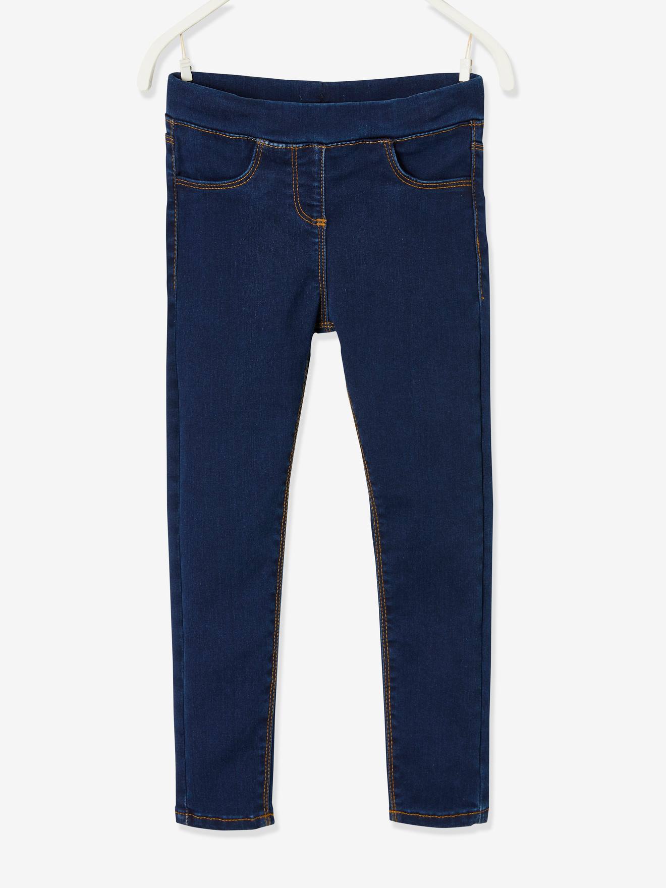 Calça legging jeans sem lavagem para meninas, lavagem cinza média