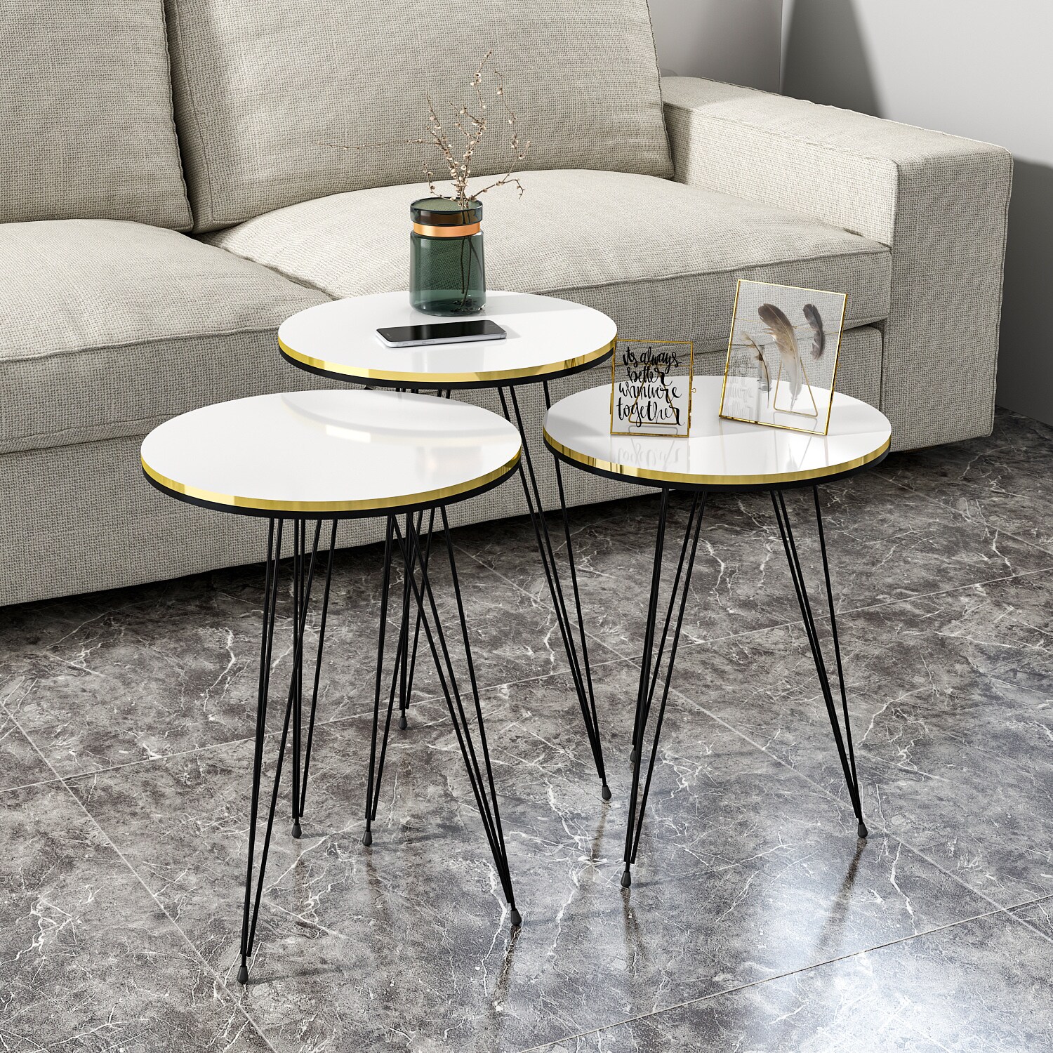 Beistelltisch 3er Set Weiß 21216283