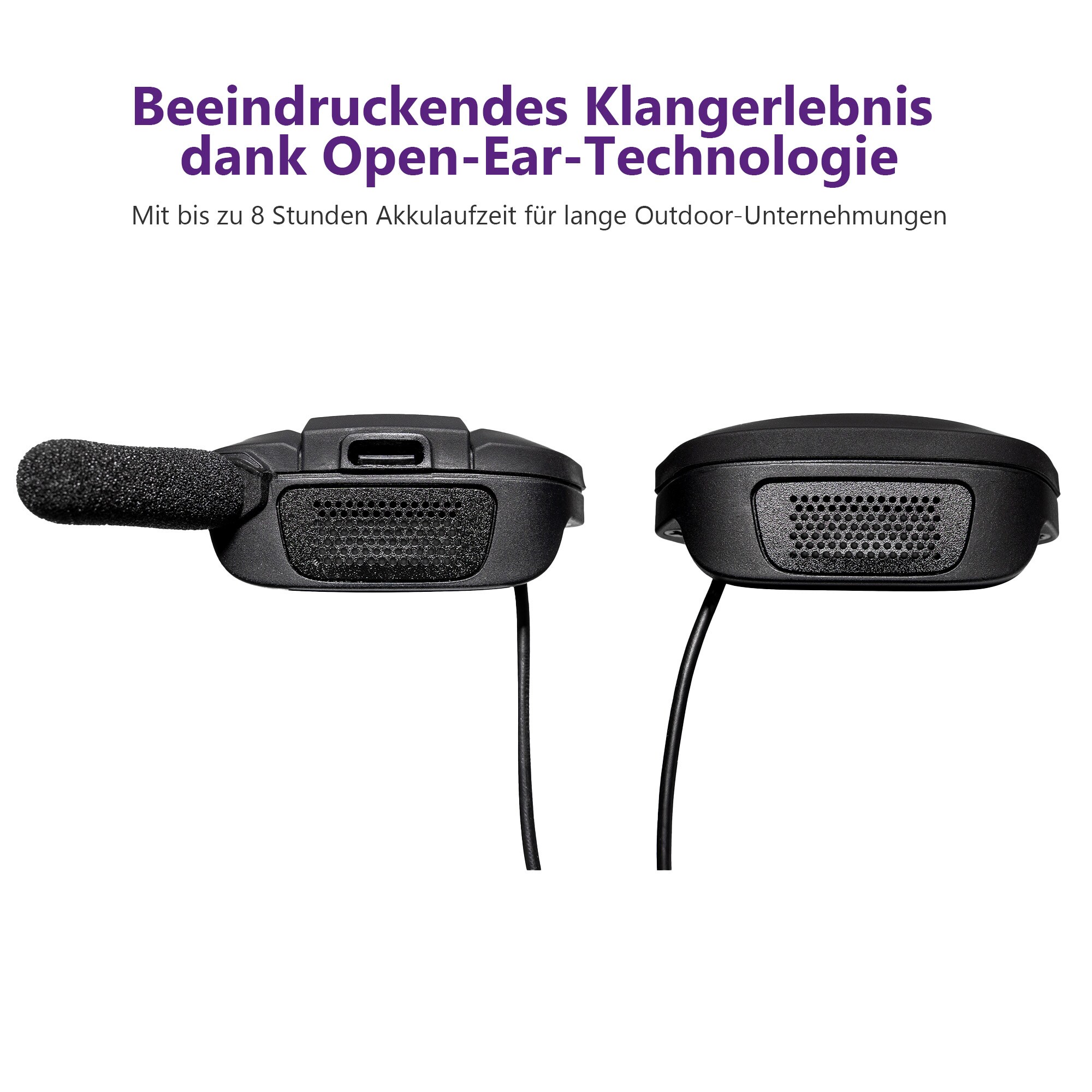 Supertooth ROAMEE Open-Ear Akku Bluetooth Freisprecheinrichtung Interkom Stereo Kopfhörer mit DSP-Technologie für Fahrrad Helme/Skihelme