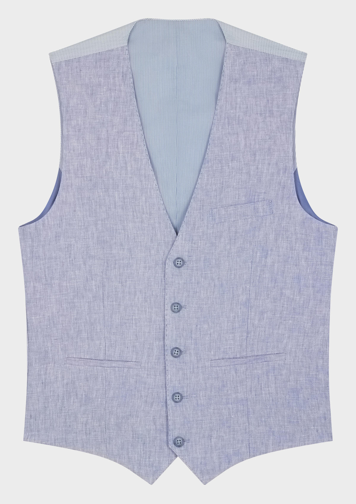 Gilet casual en lin uni bleu ciel
