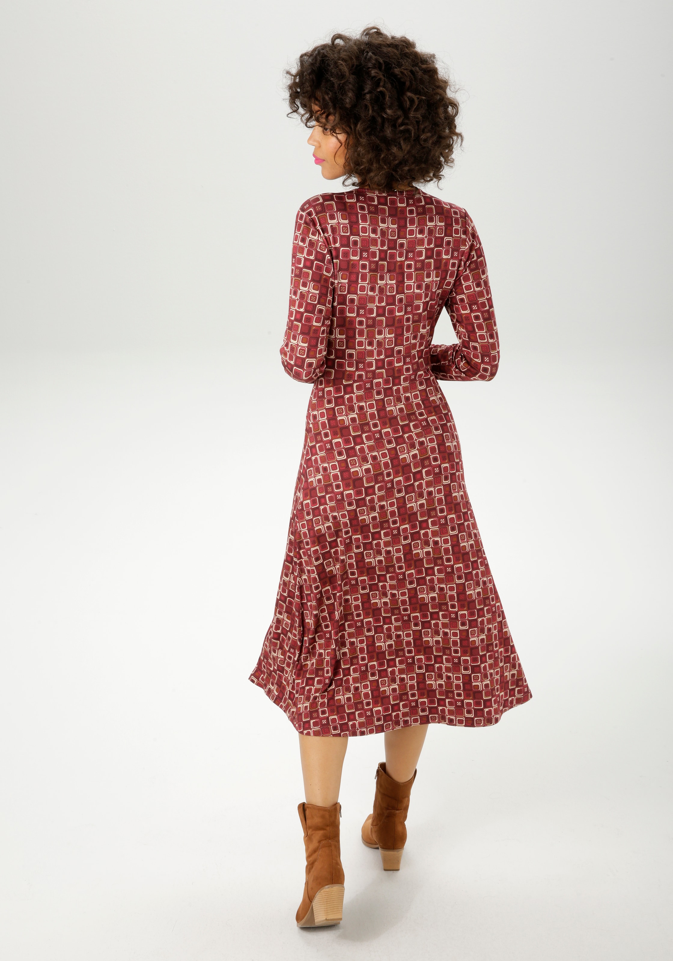 Aniston CASUAL Jerseykleid mit farbharmonischem Retro-Muster - NEUE KOLLEKTION