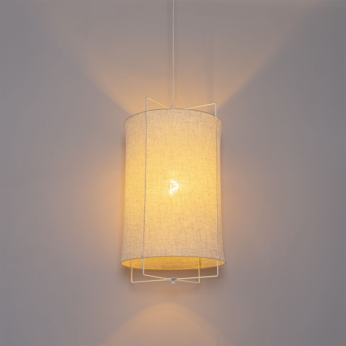 Design hanglamp wit met beige kap - Rich