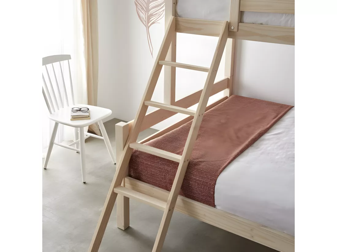 Lit triple superposé en bois blanc 135 cm