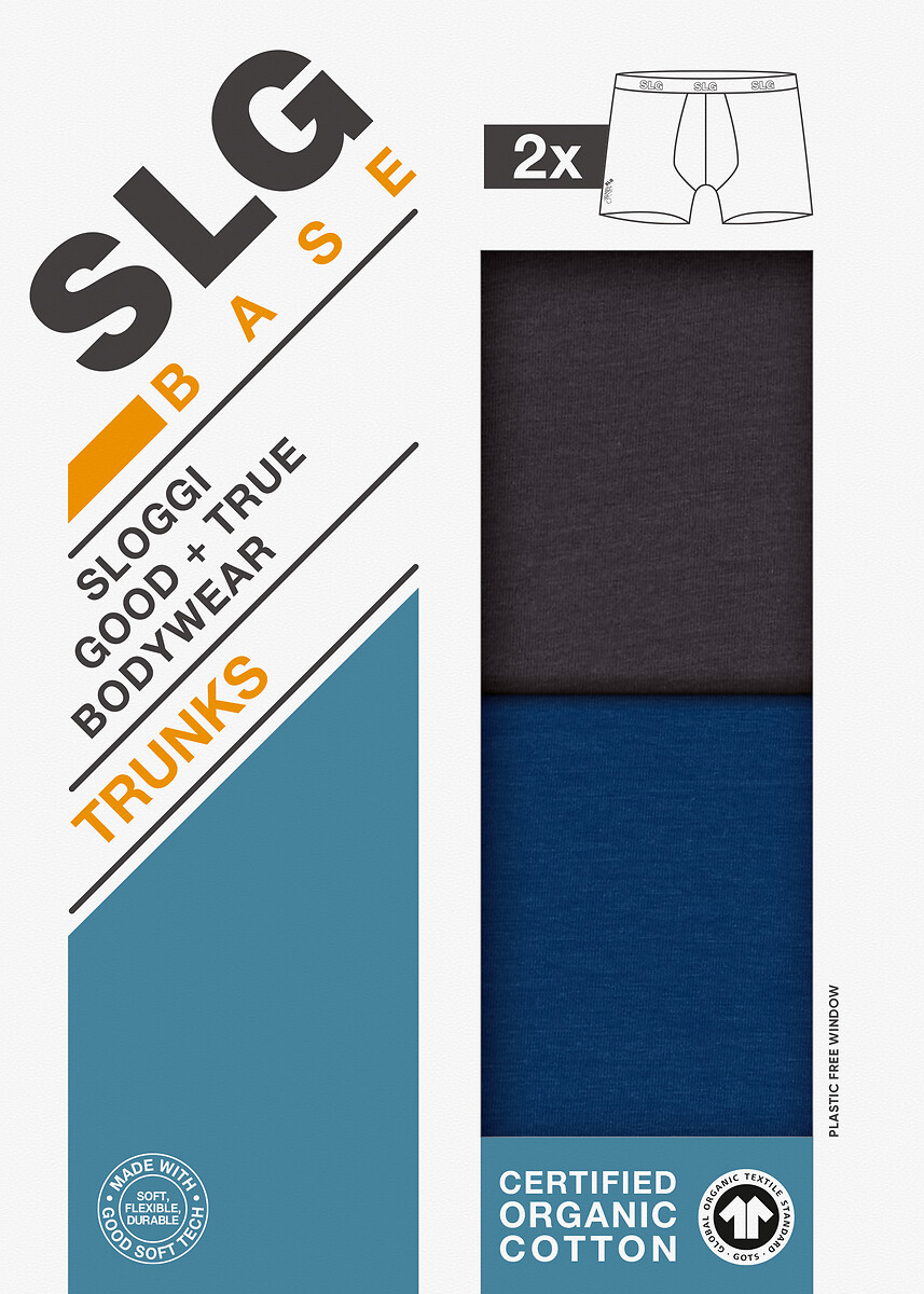 SLOGGI<br>Conjunto de 2 cuecas boxer lisas, algodão orgânico