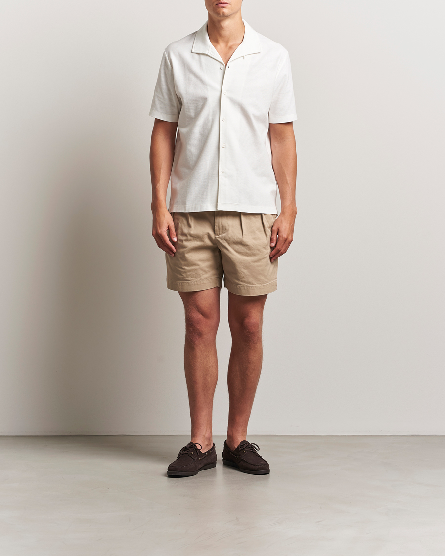Sunspel Open Collar Mesh Shirt Ecru