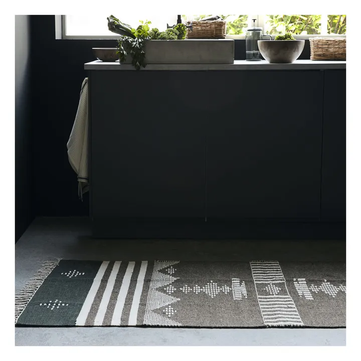 House Doctor Tapis Cros en laine et coton | Vert kaki